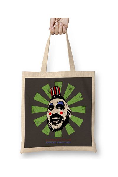 Baskı Dükkanı Captain Spaulding Ρετρό ιαπωνική υφασμάτινη τσάντα με μακριά λαβή