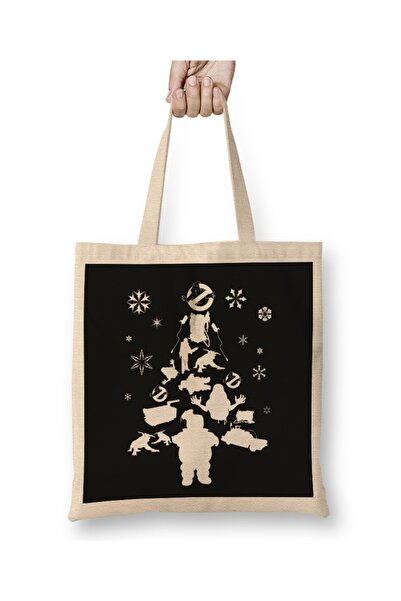 Baskı Dükkanı Silueta božićnog drvca iz filma "Lovci na duhove" Torba dugačka...