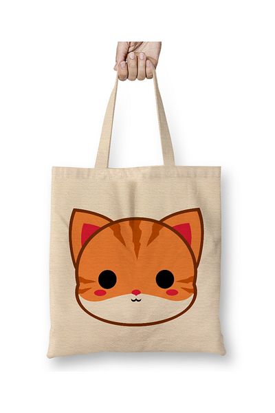 Baskı Dükkanı Χαριτωμένη υφασμάτινη τσάντα Ginger Cat με μακριά λαβή
