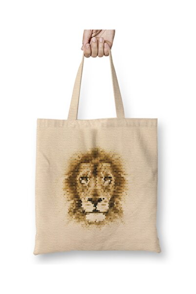 Baskı Dükkanı Geometrijska tkanina sa lavom Torba duga Sa ručkom