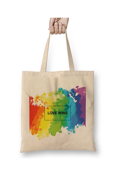 Baskı Dükkanı Geantă din pânză Pride Love Wins cu mâner lung