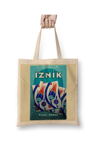 Baskı Dükkanı iznik Κινέζικη υφασμάτινη τσάντα με μακριά λαβή