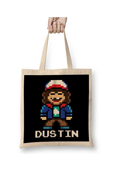 Baskı Dükkanı Piksel Dustin Stranger Things tkanina Torba duga Sa ručkom