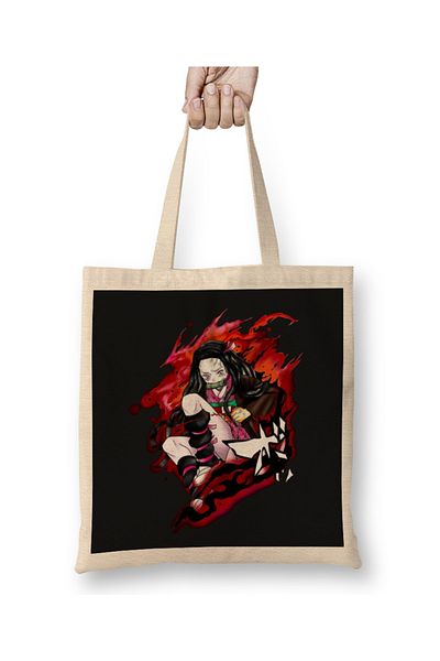 Baskı Dükkanı Demon Slayer Kimetsu No Yaiba Nezuko Anime 01 υφασμάτινη τσάντα με μακριά λαβή