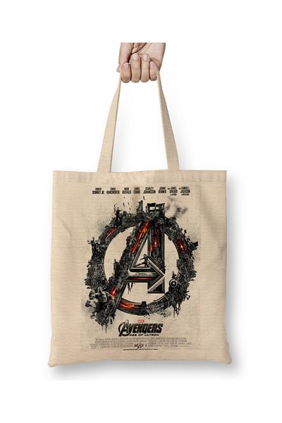 Baskı Dükkanı Υφασμάτινη τσάντα Avengers Flowers Marvel 01 με μακριά λαβή