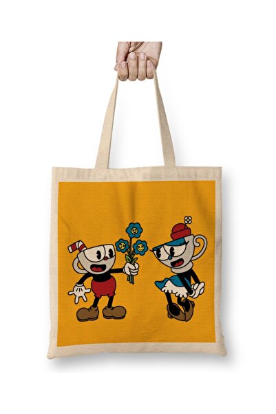 Baskı Dükkanı Cuphead susreće Teacuphead Cloth Torba Long Sa ručkom