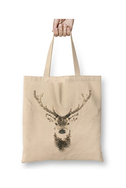 Baskı Dükkanı Geometrijska tkanina sa lavom Torba duga Sa ručkom