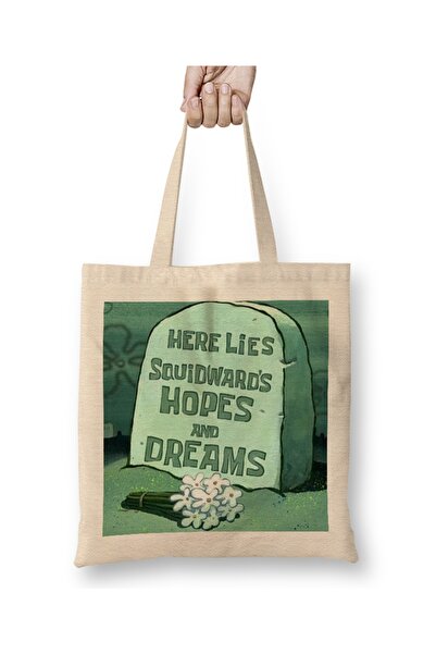 Baskı Dükkanı سبونج بوب سبونج بوب 09 حقيبة قماشية بمقبض طويل