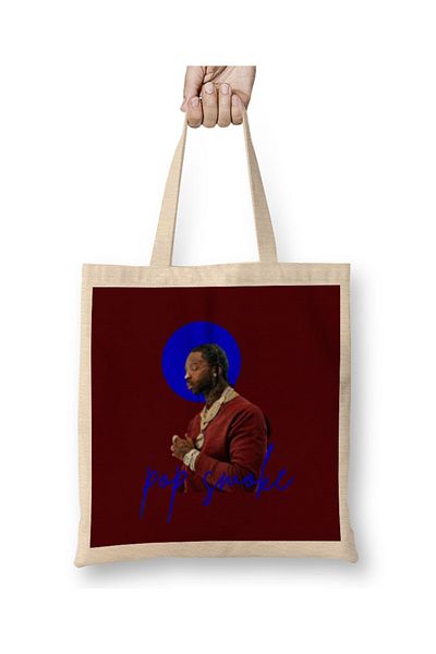 Baskı Dükkanı Geantă din pânză Pop Smoke Art Gift cu mâner lung