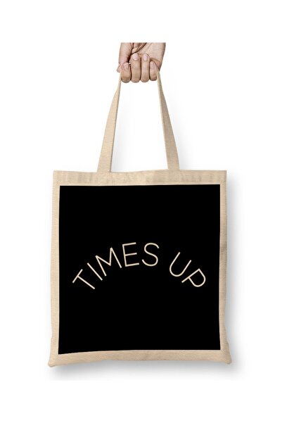 Baskı Dükkanı Times Up Crescent Slogan Tkanina Torba Duga Sa ručkom