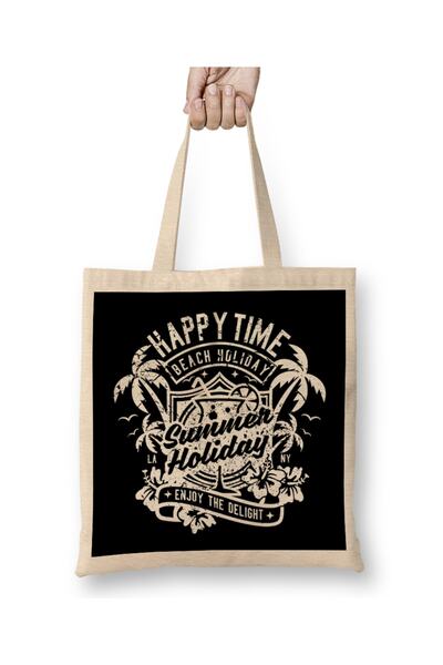 Baskı Dükkanı Happy Time Letnja Plaža Odmor Odjeća Torba Duga Sa ručkom