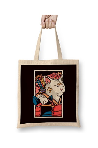 Baskı Dükkanı الفن الياباني القط الساموراي النينجا كاتانا المحارب كيندو السيف...