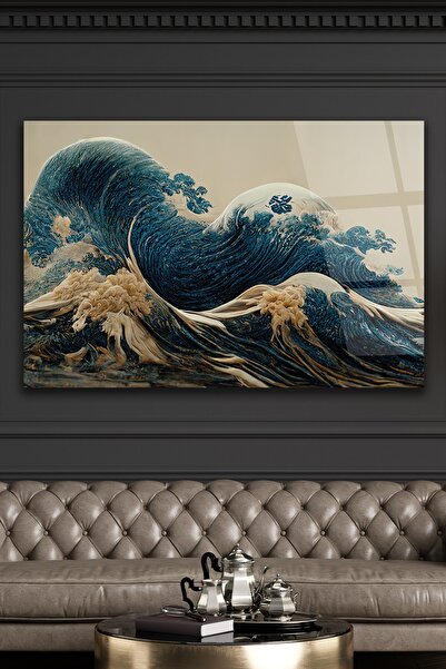 ACRES Soyut Dalgalar Dekoratif Cam Tablo