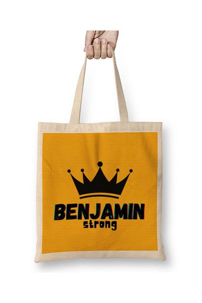 Baskı Dükkanı Nume Benjamin Design personalizat Cadou Baby-Cadou pentru el Geantă din pânză Mâner lung