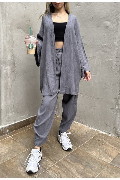 Rabury Butik Women's Gray Bottom-Top Set