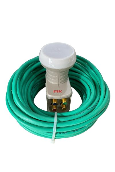 NcpLine Hazır Uçlu 50 Metre Dış Ortam Için Yeşil U6 Uydu Anten Kablosu + 4 Çi...