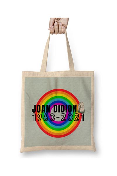 Baskı Dükkanı Joan Didion Rip- Geantă din pânză în stil retro vintage cu mâner lung