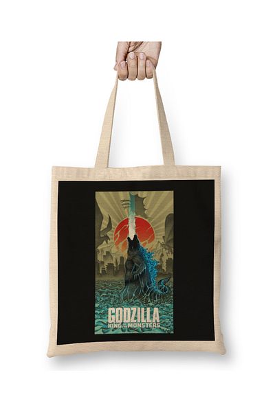 Baskı Dükkanı Geantă din pânză Godzila King Of The Monsters cu mâner lung