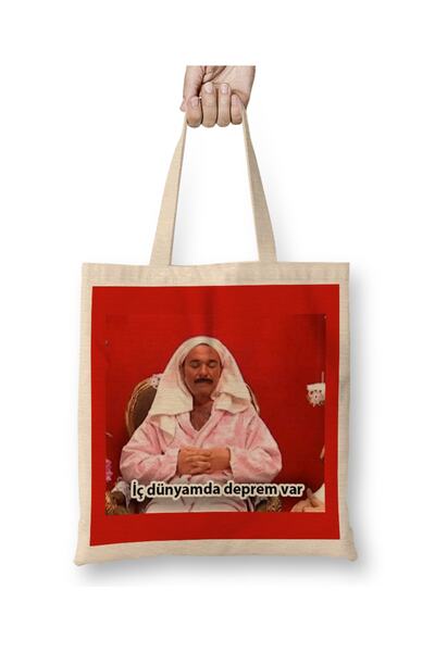 Baskı Dükkanı Burhan Altıntop Europa Side Earthquake in My Inner World Geantă de pânză cu mâner lung