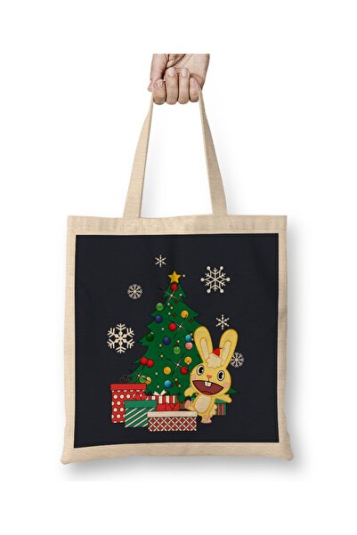 Baskı Dükkanı Zagrljaji oko božićne jelke Happy Tree Friends tkanina Torba du...