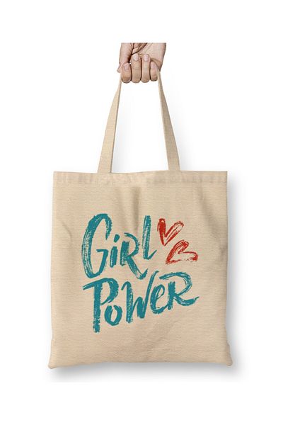 Baskı Dükkanı Geantă din pânză Girl Power Magical Design cu mâner lung