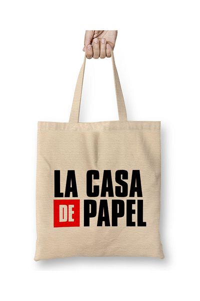 Baskı Dükkanı Geantă din pânză La Casa De Papel cu mâner lung
