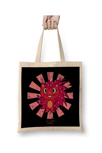 Baskı Dükkanı Φλακί ρετρό ιαπωνική Happy Tree Friends υφασμάτινη τσάντα με μακριά λαβή