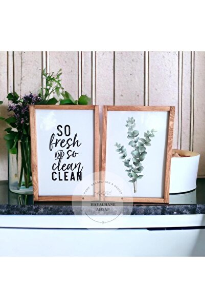 HAYALHANE AHŞAP Banyo Tablosu Okaliptüs So Fresh and So Clean Ahşap Çerçeve