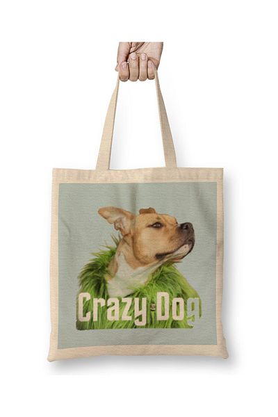 Baskı Dükkanı Υφασμάτινη τσάντα δώρου Crazy Dog με μακριά λαβή