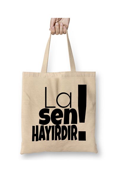 Baskı Dükkanı La Sen is No, Black Sea Cloth Bag Long Handle