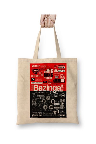 Baskı Dükkanı Geantă din pânză Bazinga The Big Bang Theory cu mâner lung
