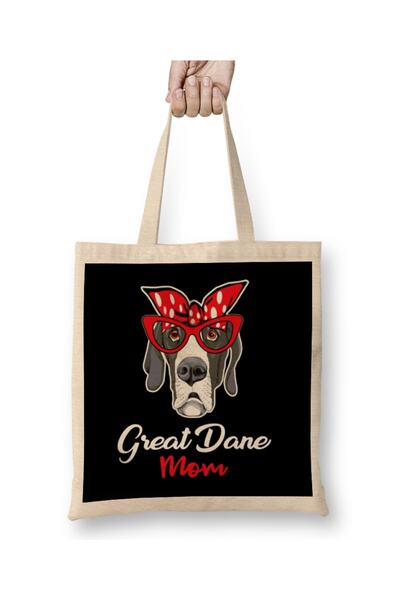 Baskı Dükkanı Mama nemačke doge 04 Tkanina Torba Duga Sa ručkom