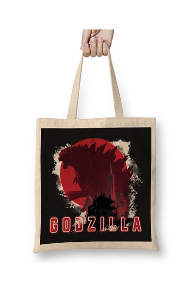 Baskı Dükkanı Godzilla War of Tokyo υφασμάτινη τσάντα με μακριά λαβή