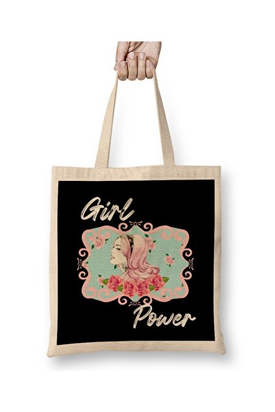 Baskı Dükkanı Girl Power tkanina Torba duga Sa ručkom