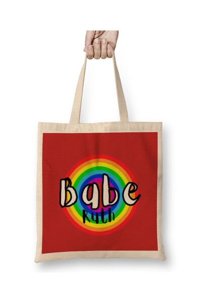 Baskı Dükkanı Babe Ruth bejzbol - retro platno u duginom stilu Torba dugo Sa ...