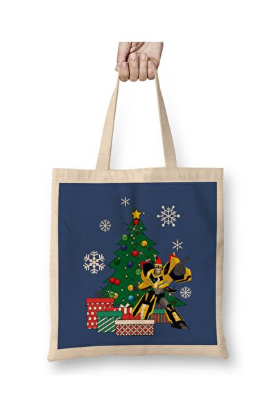 Baskı Dükkanı Bumblebee Transformers oko božićne jelke, tkanina Torba duga Sa...