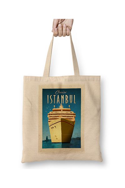 Baskı Dükkanı Istanbul and Cruise Ship υφασμάτινη τσάντα με μακριά λαβή
