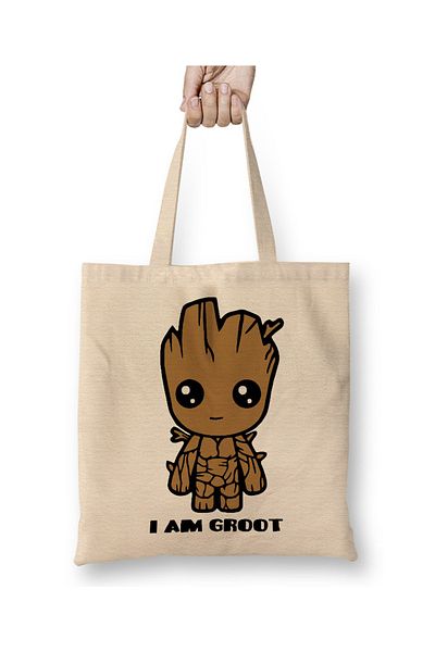 Baskı Dükkanı Marvel - Groot 2 ı Am Groot υφασμάτινη τσάντα με μακριά λαβή