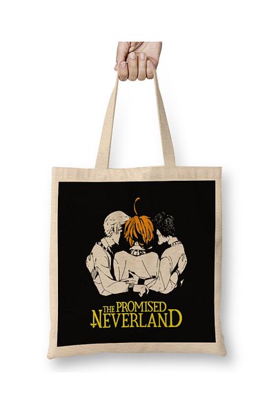 Baskı Dükkanı The Promised Neverland Emma Norman And Ray υφασμάτινη τσάντα με μακριά λαβή