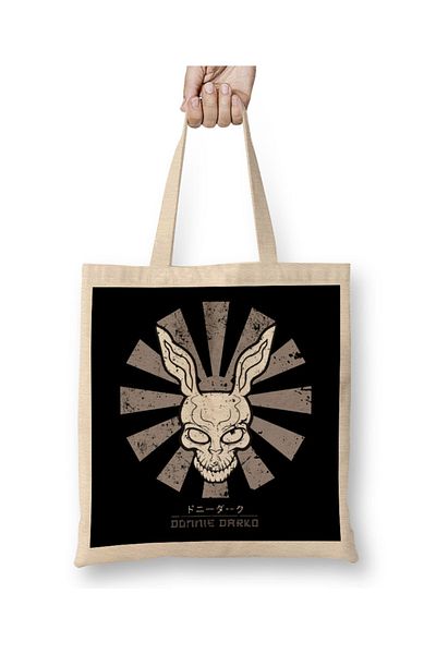 Baskı Dükkanı Donnie Darko Frank Ρετρό ιαπωνική υφασμάτινη τσάντα με μακριά λαβή
