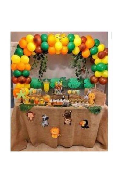 aşkın concept 100 Pieces Metallic Balloons and 5 Meters Balloon Chain Set, Safari Forest Themed Flying Balloon Party Set