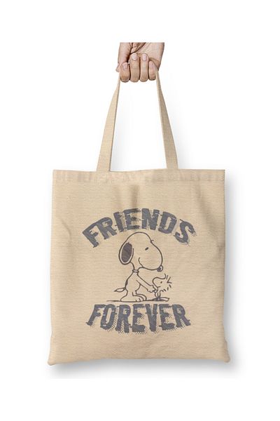 Baskı Dükkanı Κλασική υφασμάτινη τσάντα Friend Ship Snoopy με μακριά λαβή
