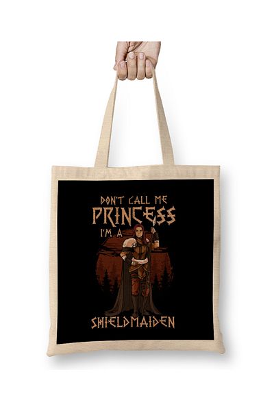 Baskı Dükkanı Χαριτωμένο I m A Shield Maiden Μην με καλεί Princess υφασμάτινη τσάντα με μακριά λαβή