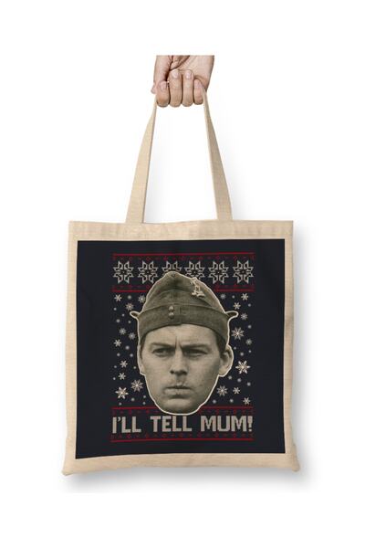 Baskı Dükkanı Dads Army Pike Tell Candle Božićni pleteni uzorak tkanine Torba...