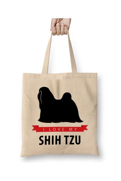 Baskı Dükkanı Volim svoju Shih Tzu krpu Torba dugačku Sa ručkom