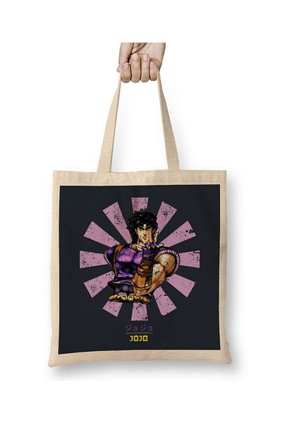 Baskı Dükkanı Geantă de pânză japoneză retro JoJo Bizarre cu mâner lung