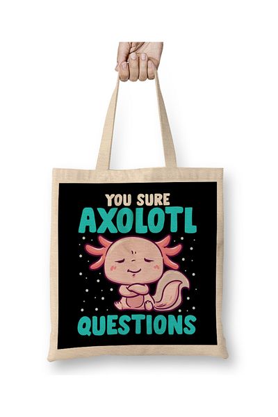Baskı Dükkanı Χαριτωμένο και αστείο You Sure Axolotl Ερωτήσεις Fish Pun υφασμάτινη τσάντα με μακριά λαβή
