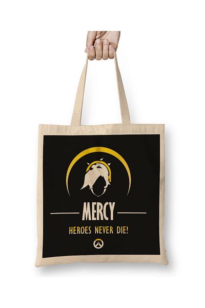 Baskı Dükkanı Mercy Heroes Never Die Overwatch υφασμάτινη τσάντα με μακριά λαβή