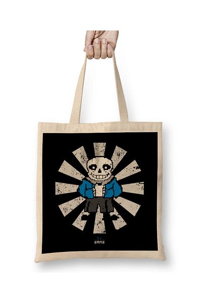 Baskı Dükkanı Geantă din pânză Sans Retro Japanese Undertale cu mâner lung