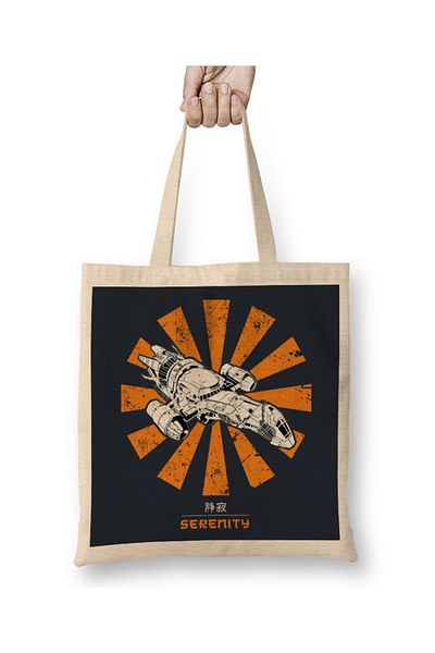 Baskı Dükkanı Serenity ρετρό ιαπωνική υφασμάτινη τσάντα με μακριά λαβή
